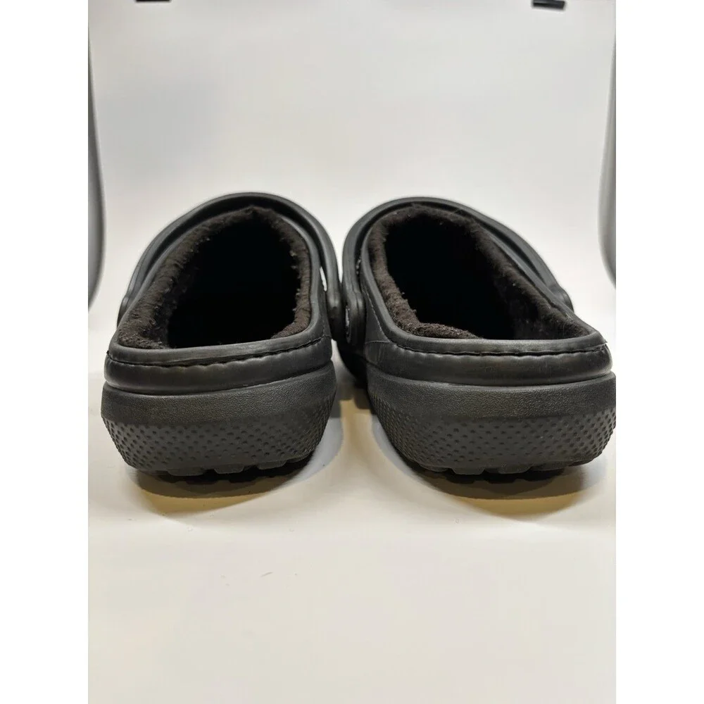 Crocs Dual Comfort Men’s 8/Women’s 10 Black Fur Lined Slip On Clog Shoes Sandals